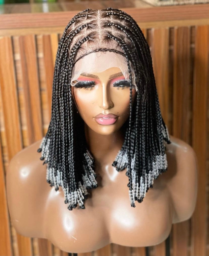 Bedeed knotless Braid bob wig full lace